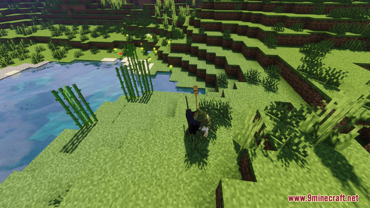 A dwarf witch stands by the water's edge