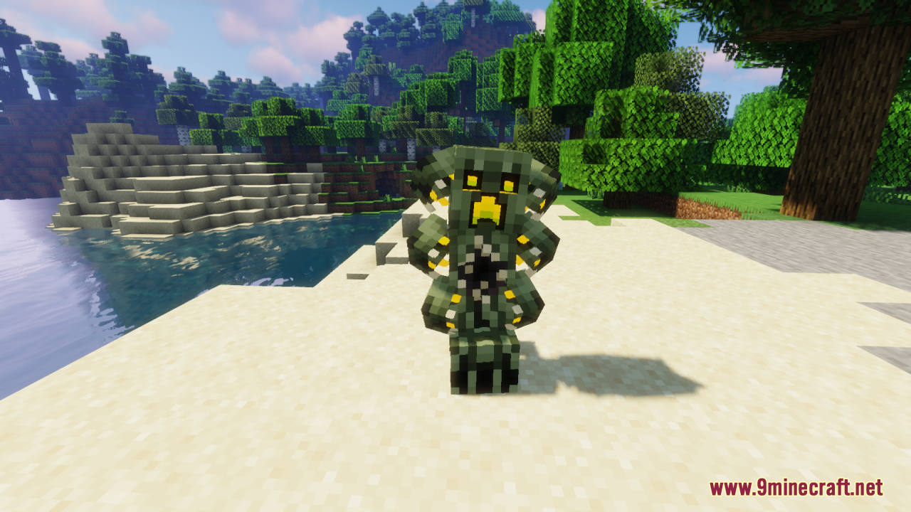 Front view of the Blues Mimic Creepers custom monster on sand