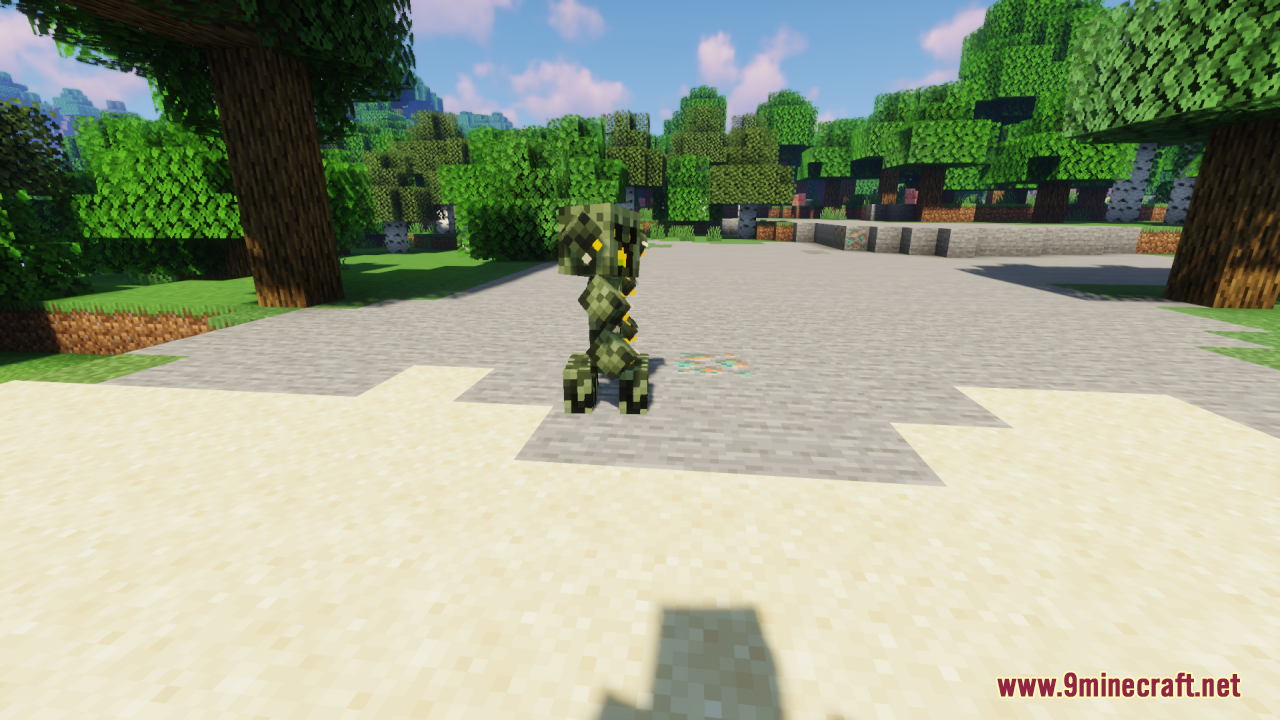 Side profile of the scary new creeper model walking on sand