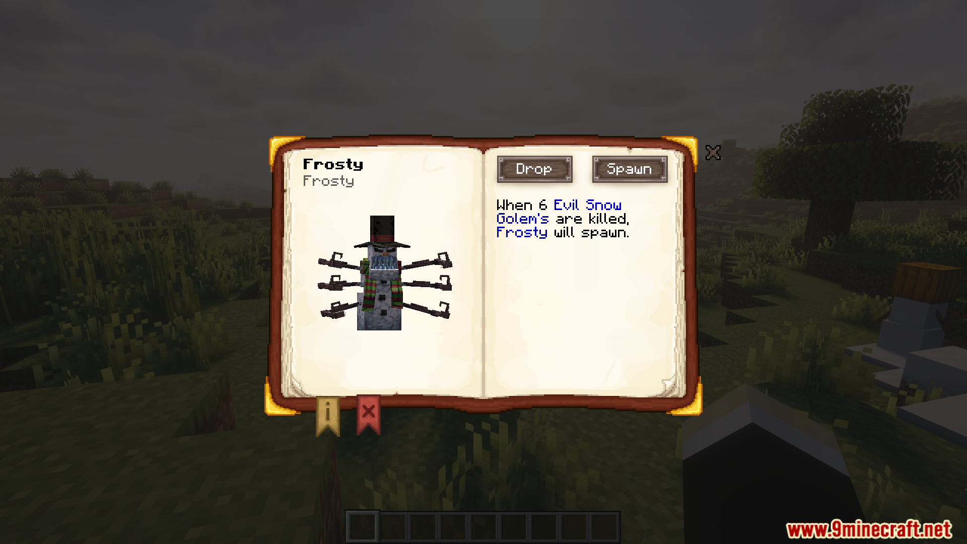 Frosty boss entry in the Boss Checklist book