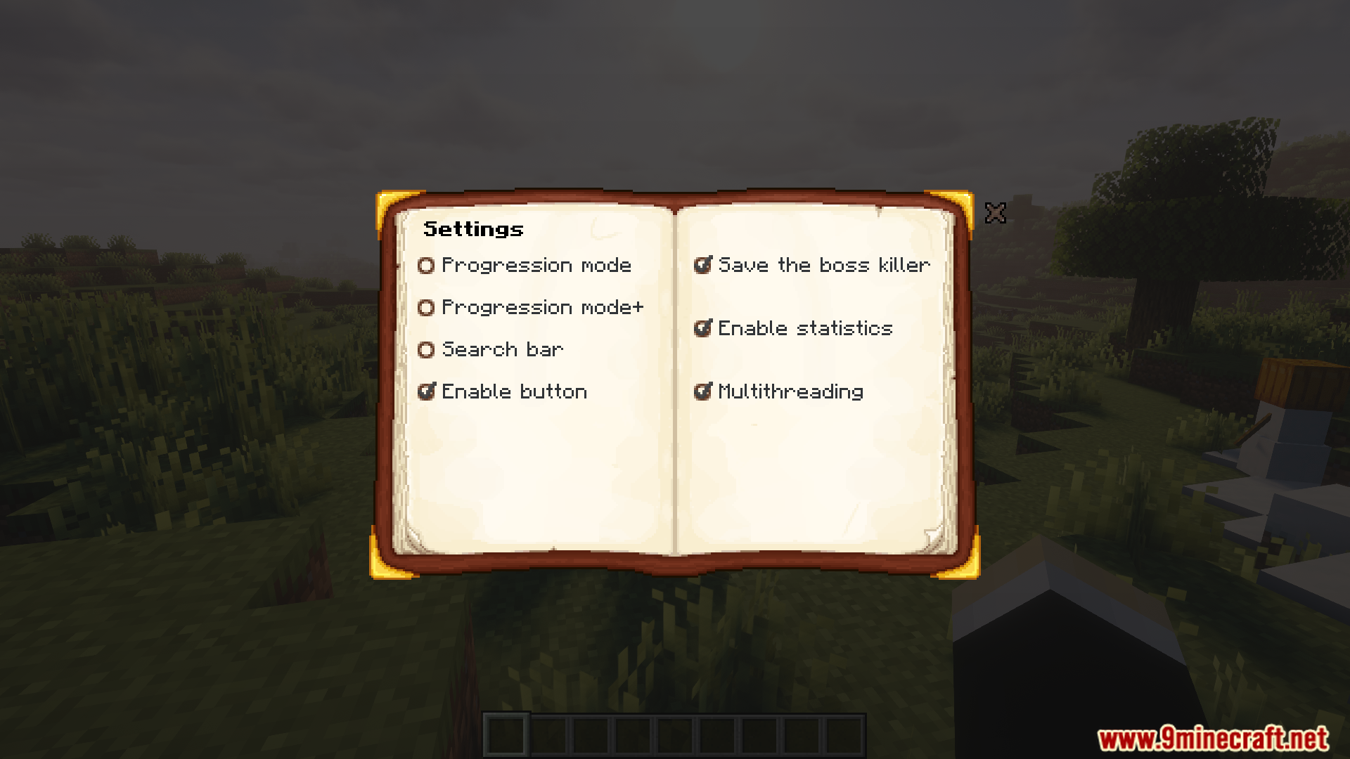 Settings menu for the Boss Checklist mod