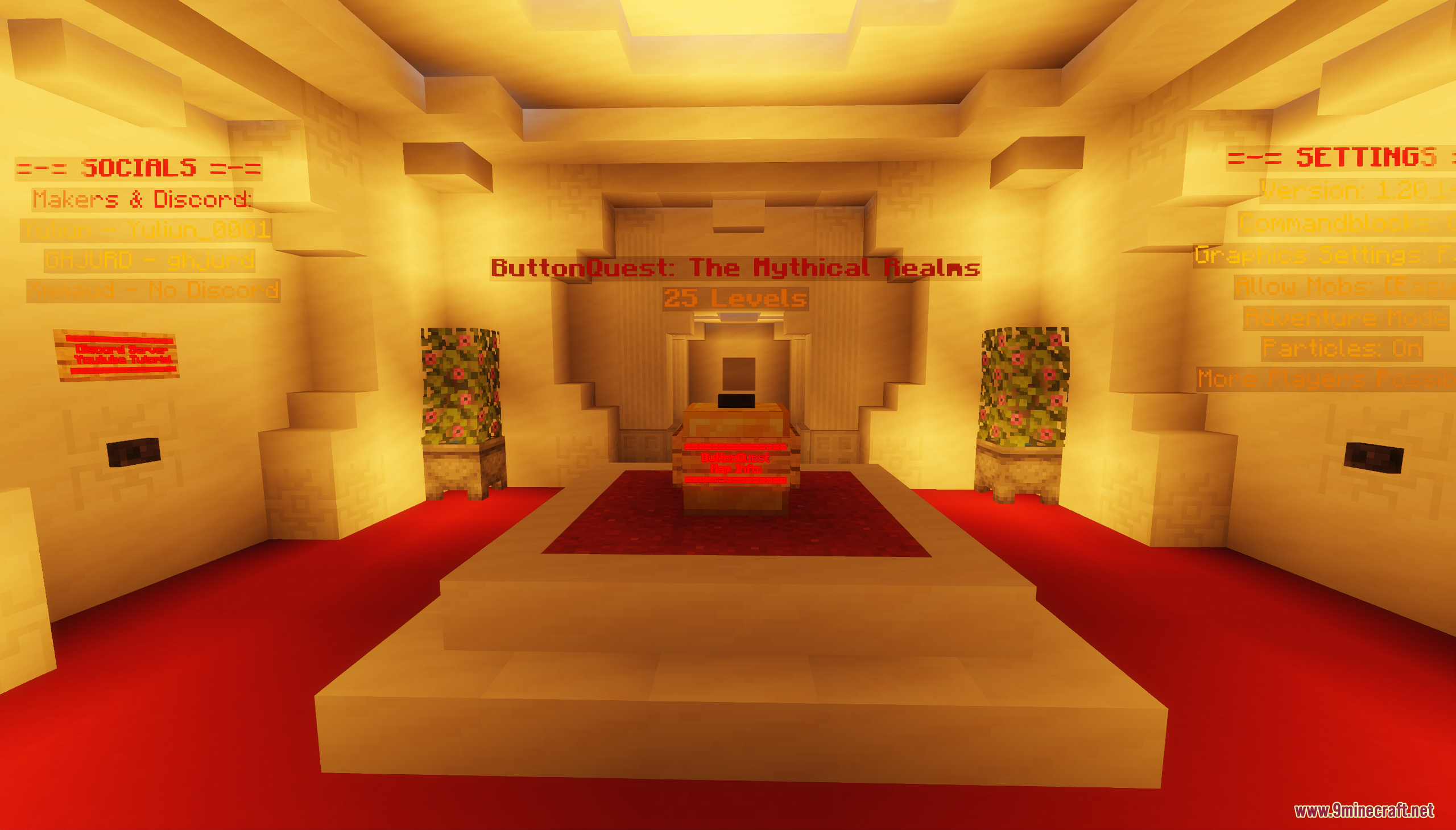 Starting lobby room with floating text for Buttonquest map