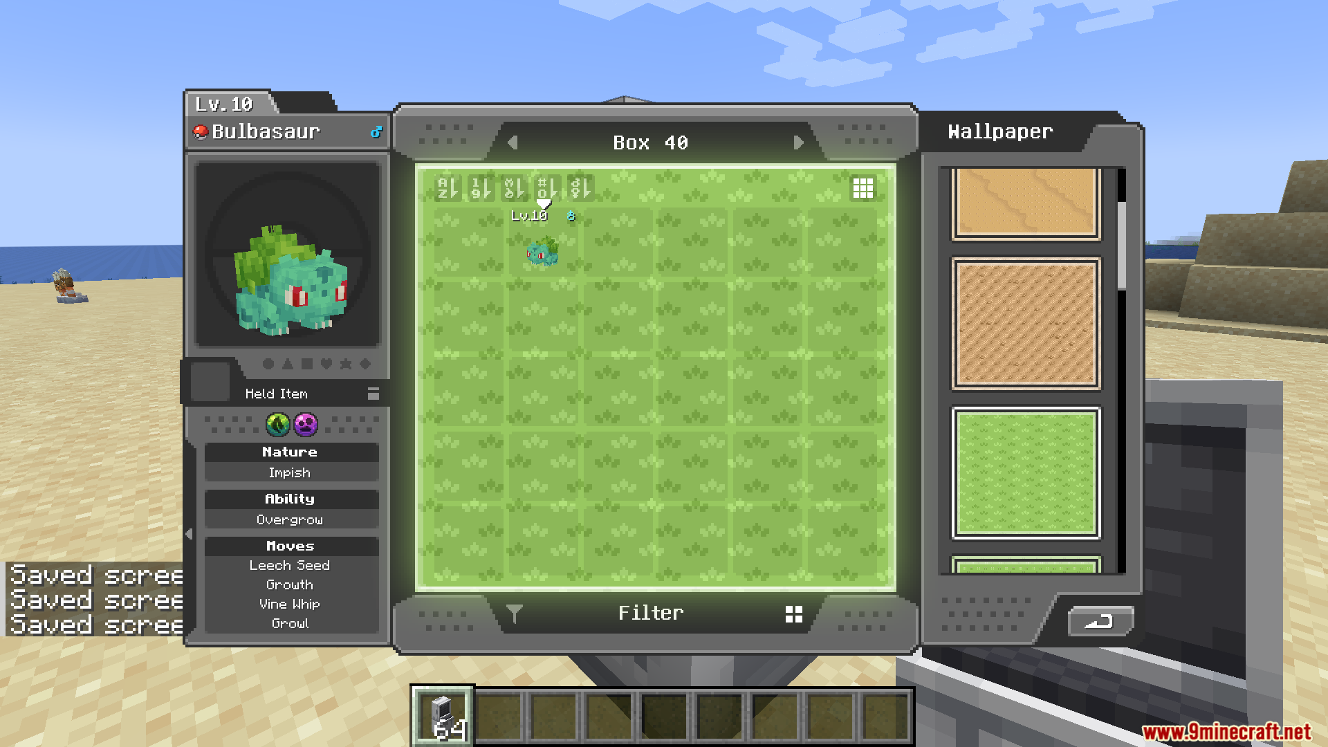 A grassy wallpaper for the Cobblemon PC storage box