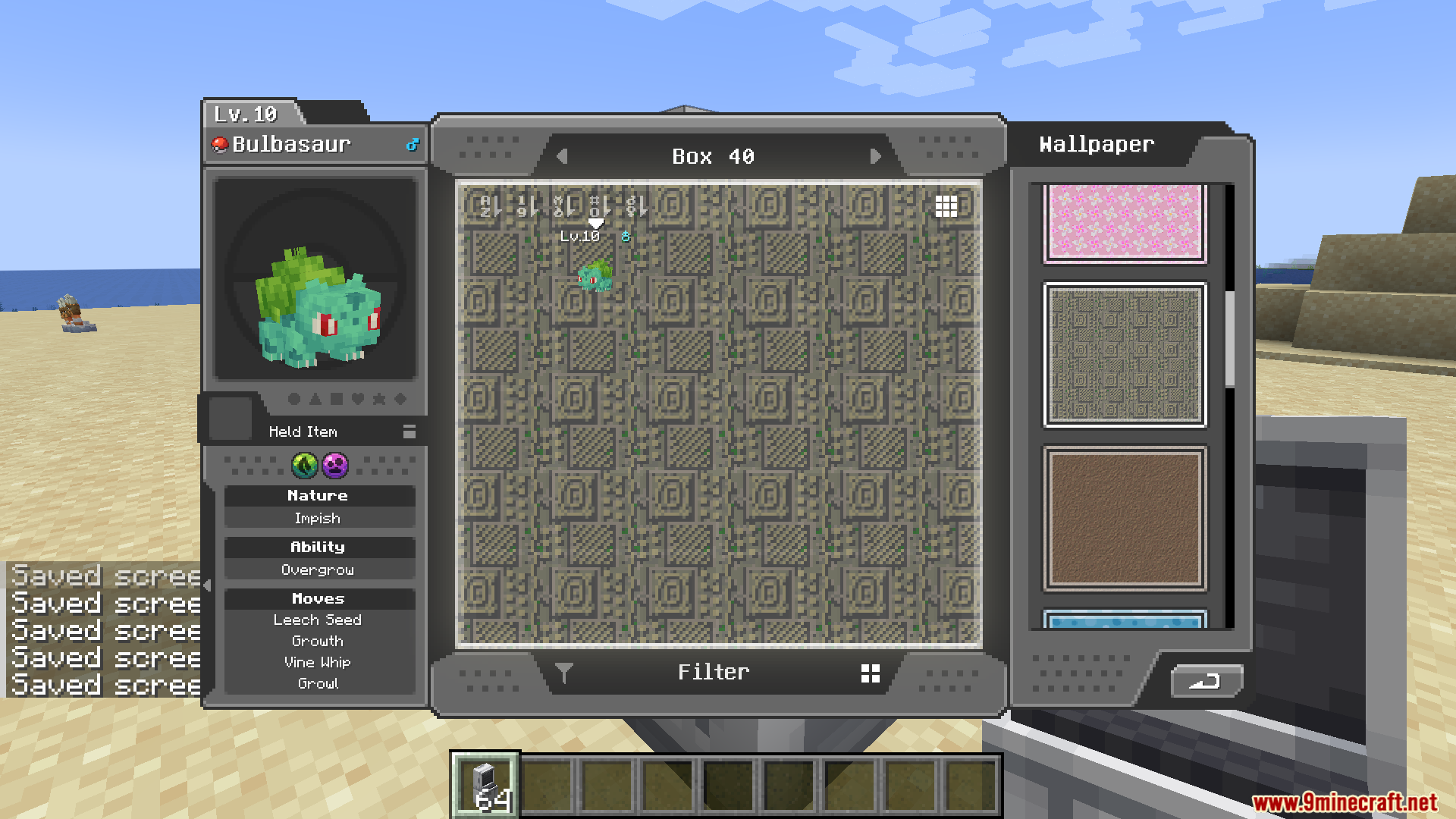 Changing PC box wallpapers in the Cobblemon mod