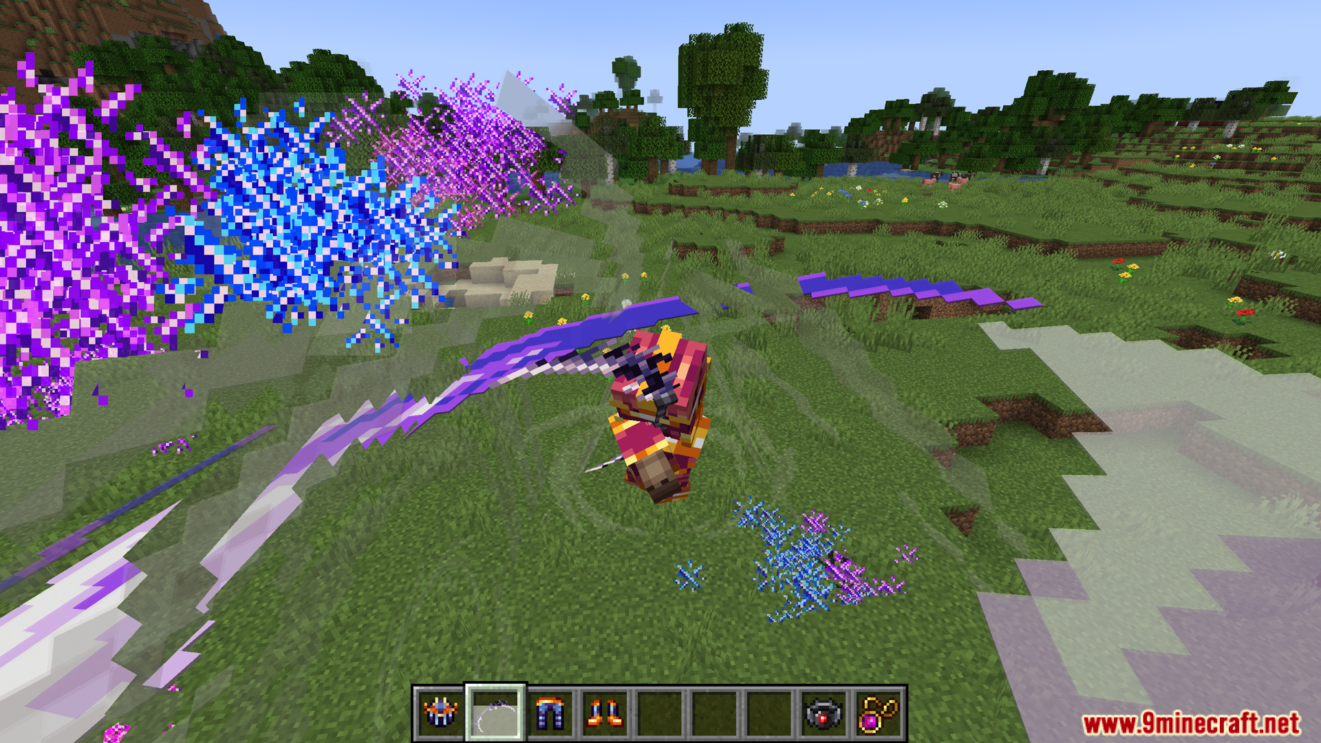 Player using a magical flight and attack ability