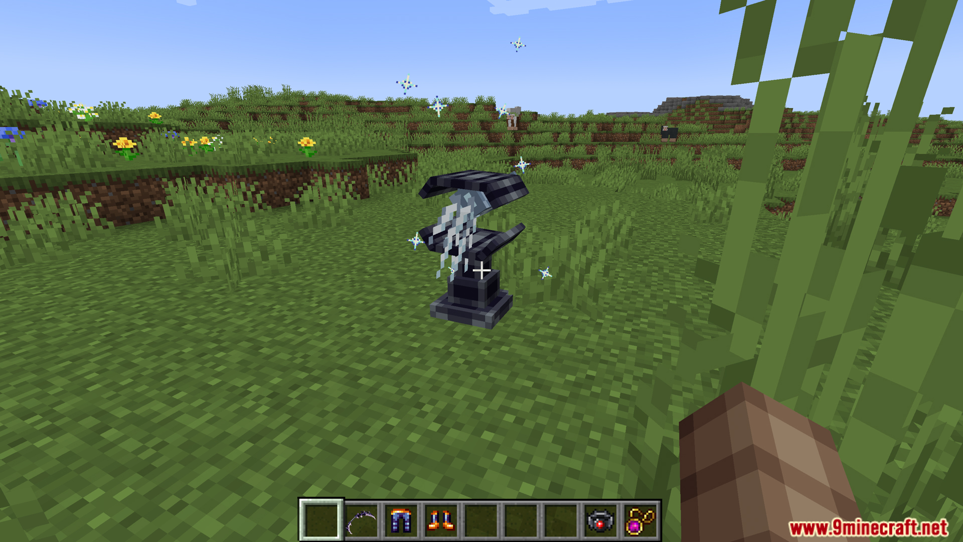 A magical turret with swirling energy particles