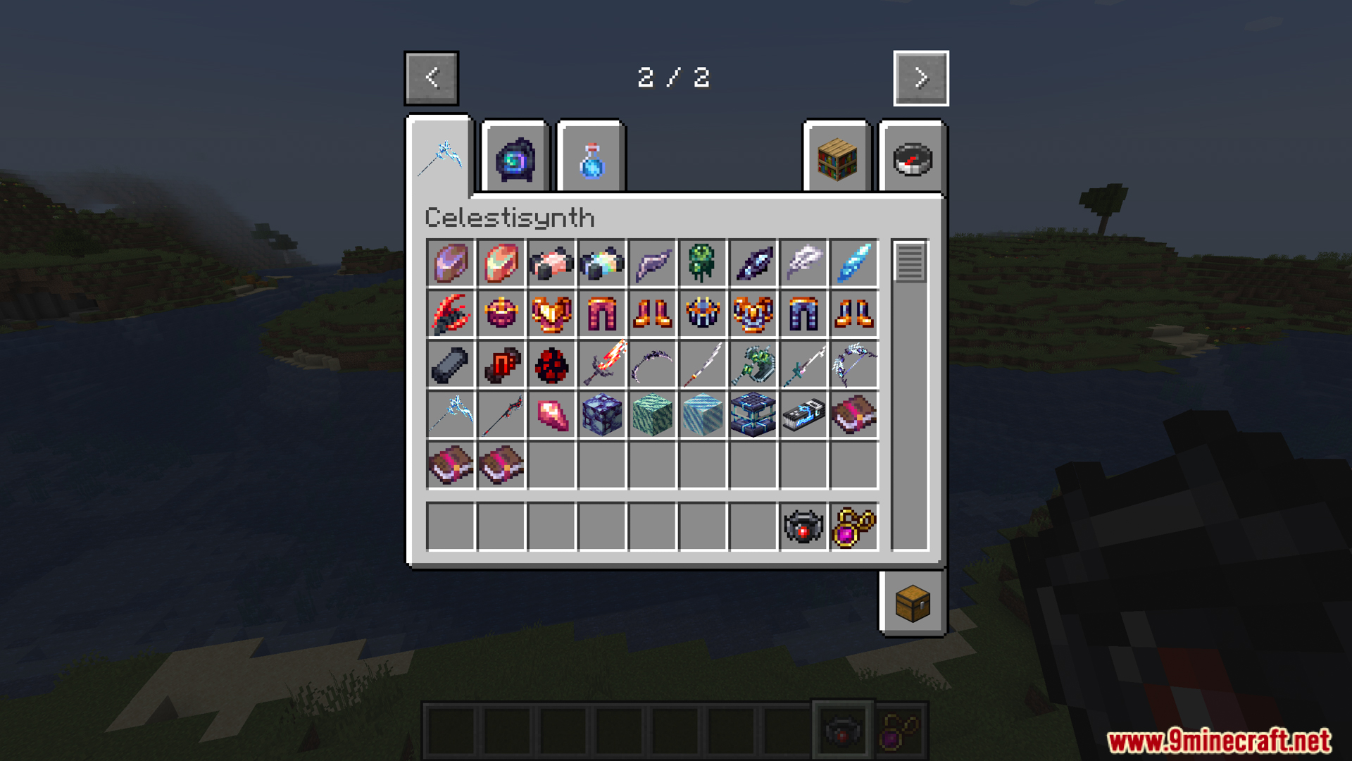 Celestisynth mod items in the creative inventory tab