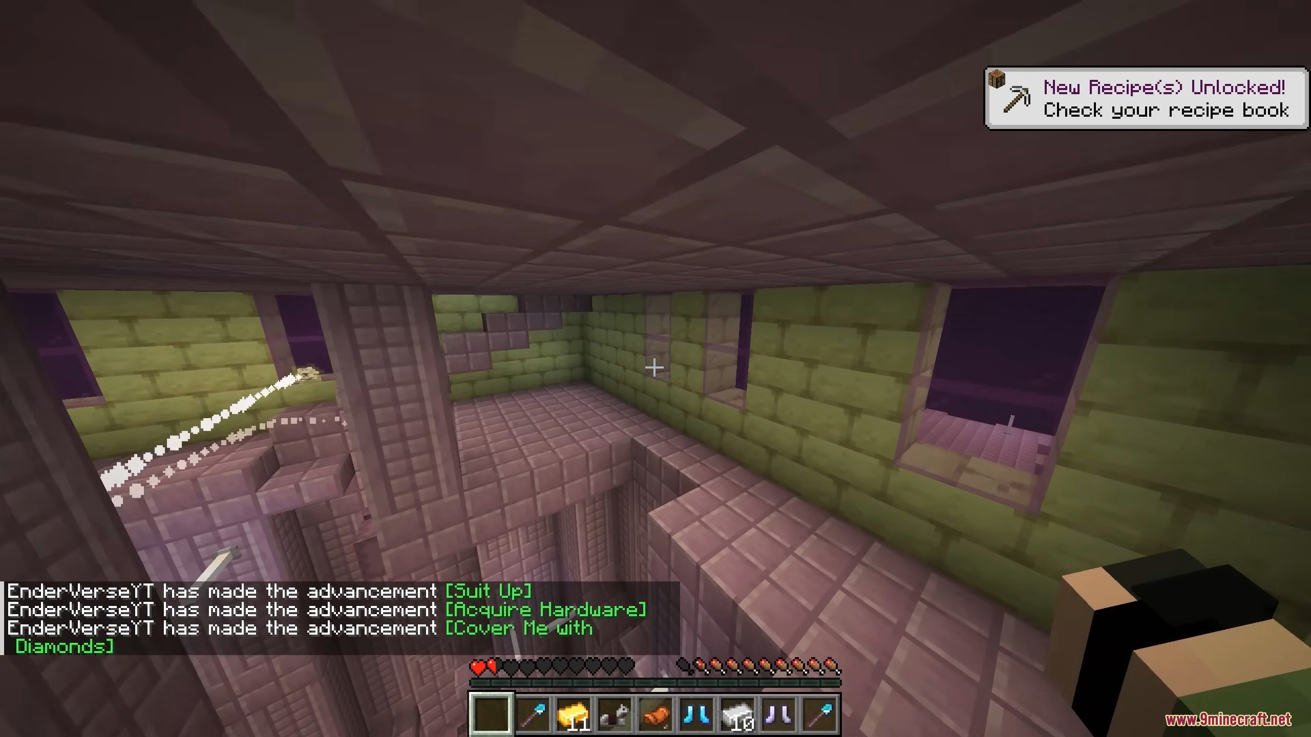 Choose Dimension Mod Screenshot 4 Player exploring inside End City building after using Choose Dimension Mod