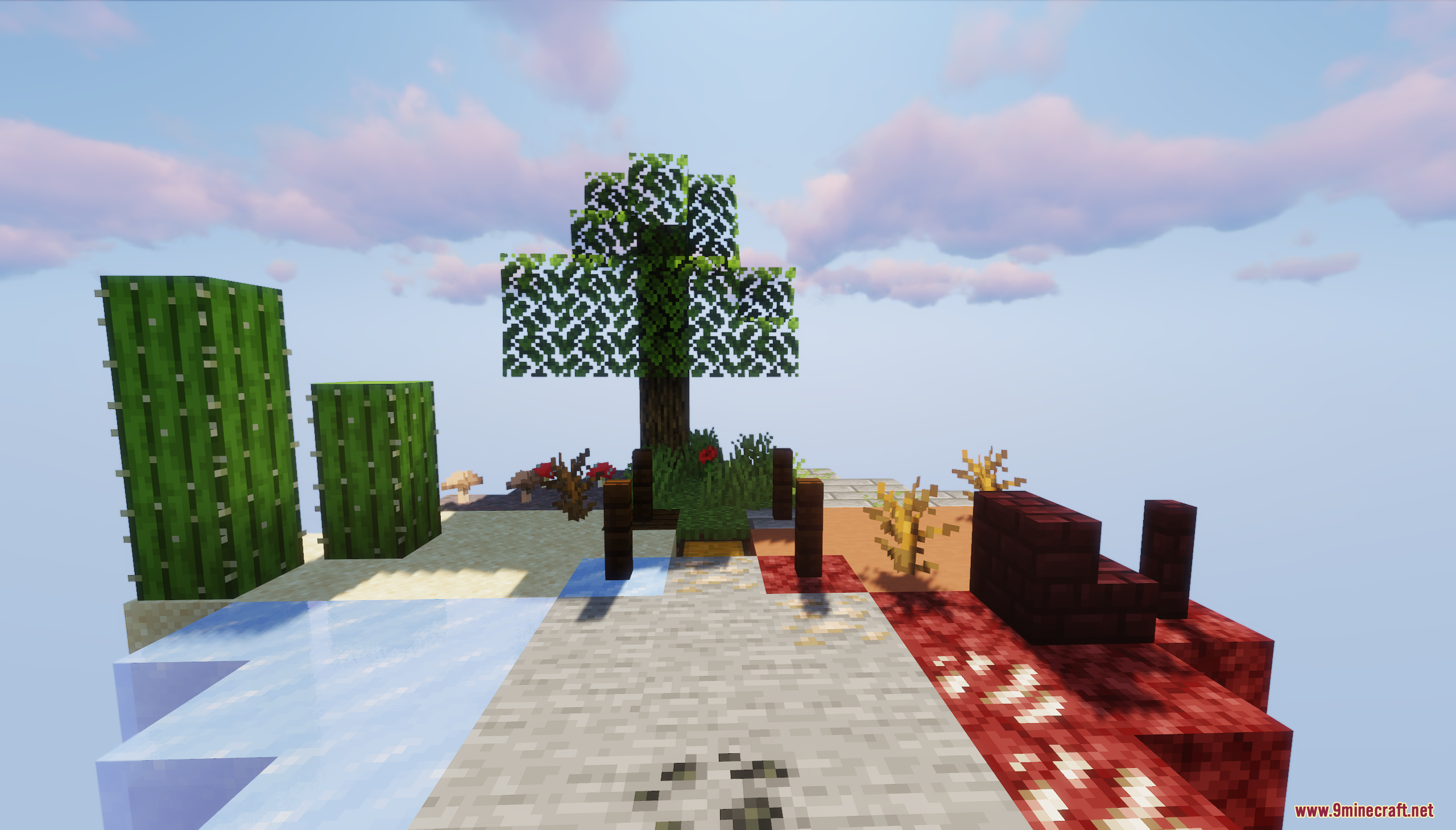 A ground level view of the skyblock island