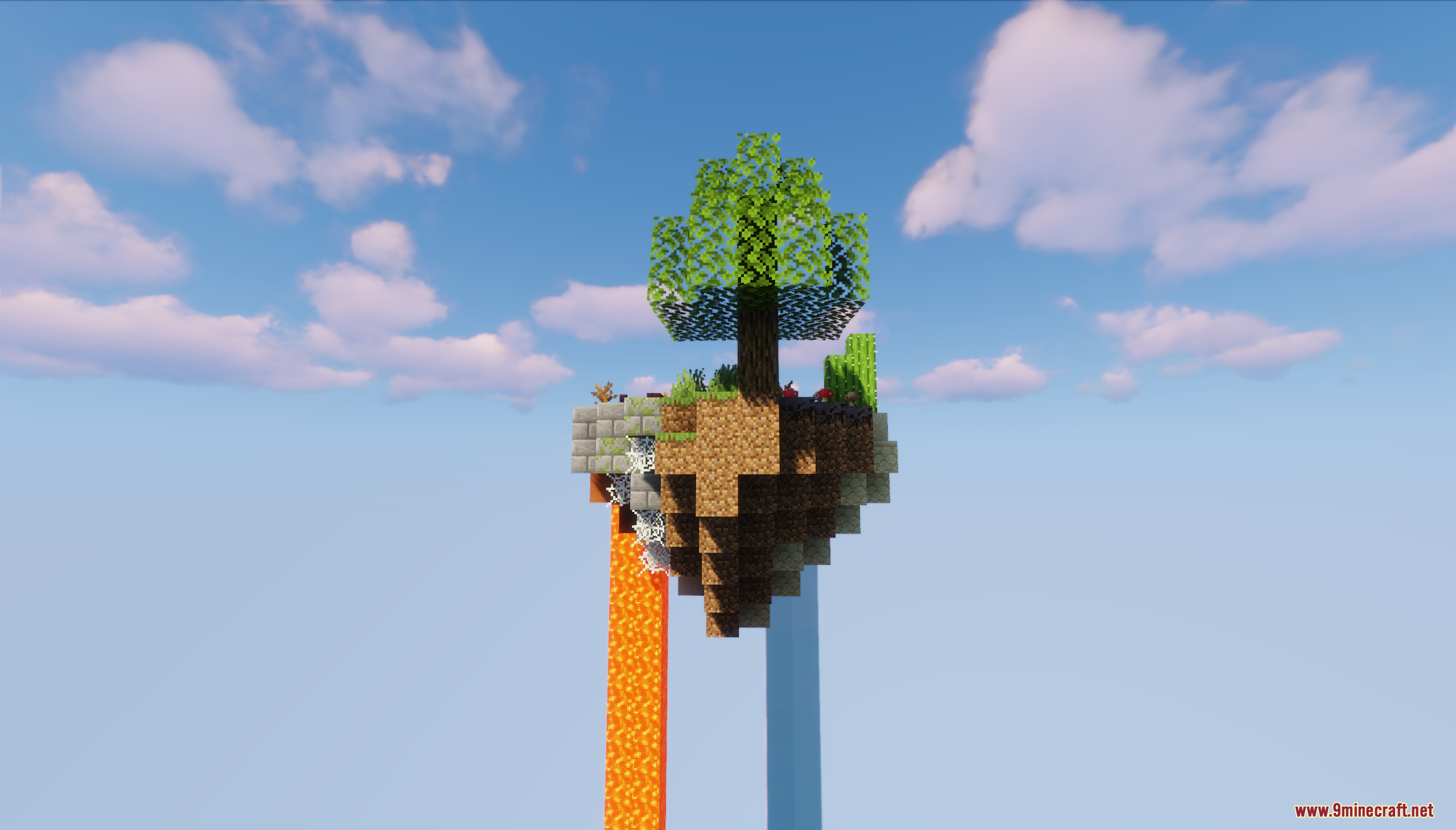 Side view of a small floating island with a tree