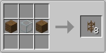 Crafting recipe for spruce wooden pipes using planks and glass