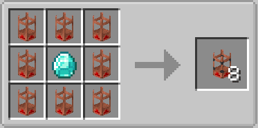 Crafting recipe upgrading wooden pipes into eight diamond pipes