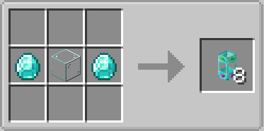 Crafting recipe for diamond pipes using diamonds and glass