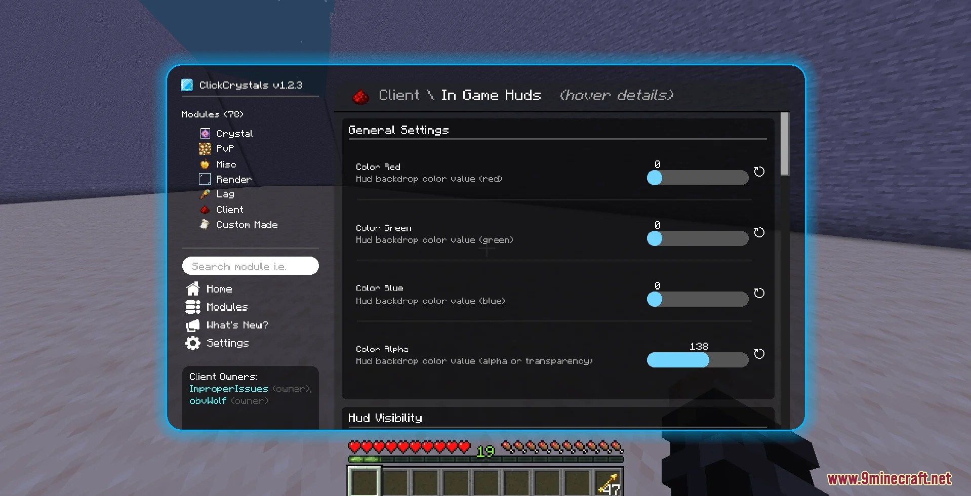 Customizing in-game HUD color and transparency settings