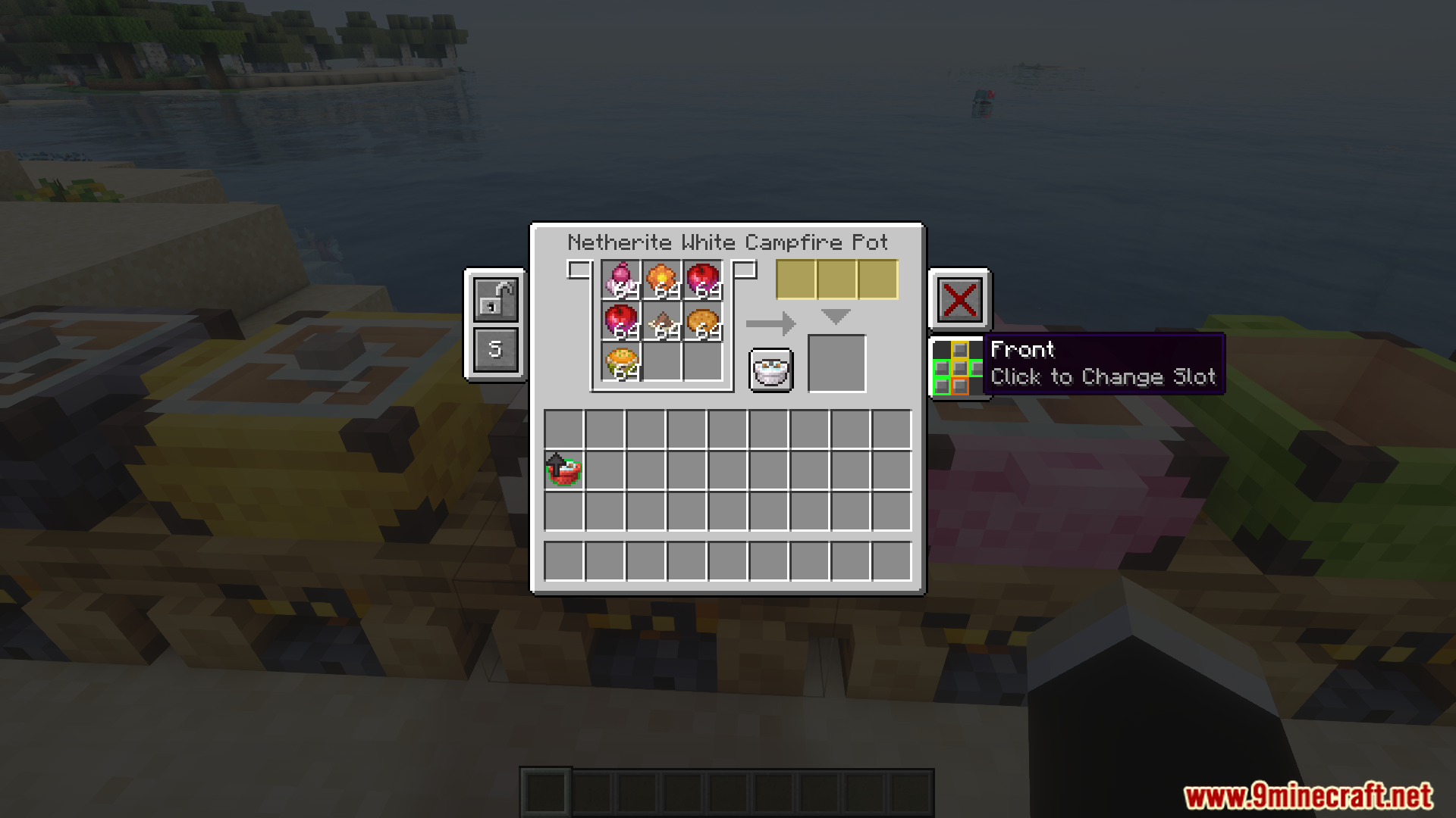 Empty crafting interface for the Netherite Pink Campfire Pot block