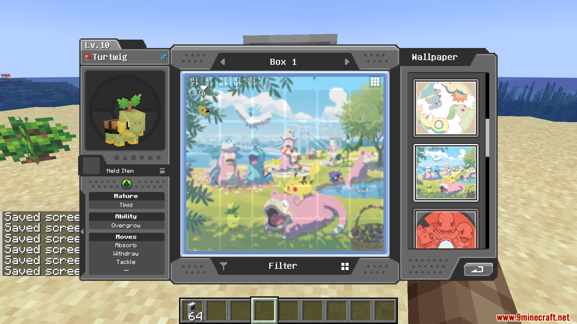 Selecting a scenic pixel art wallpaper with various Pokemon