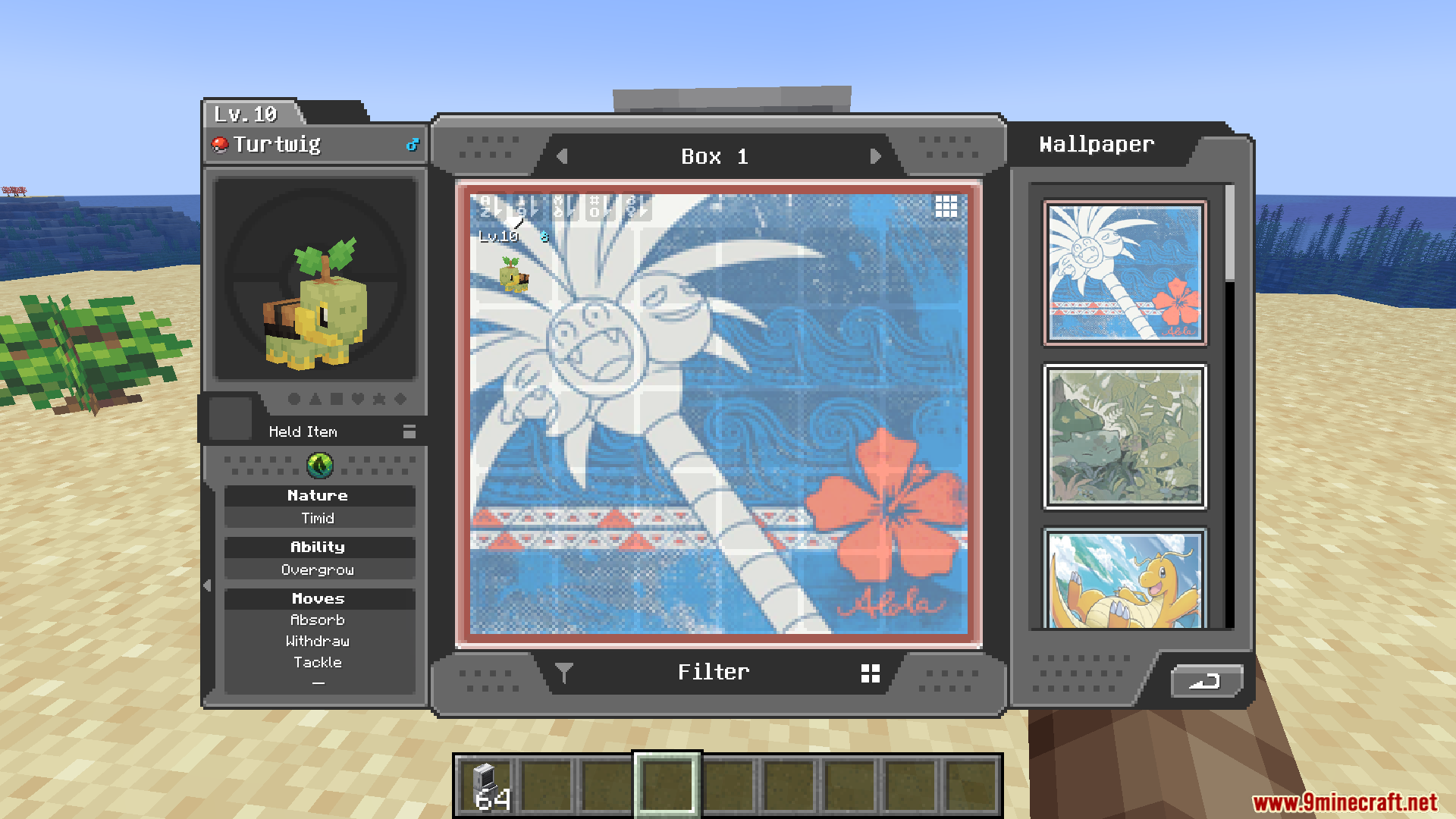 PC box interface with an Alolan Exeggutor wallpaper