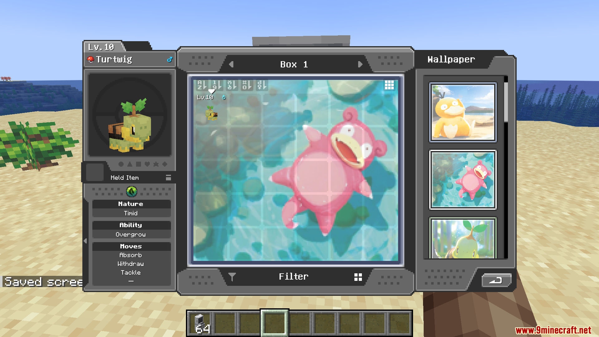 A Slowpoke wallpaper for the in-game Pokemon storage system
