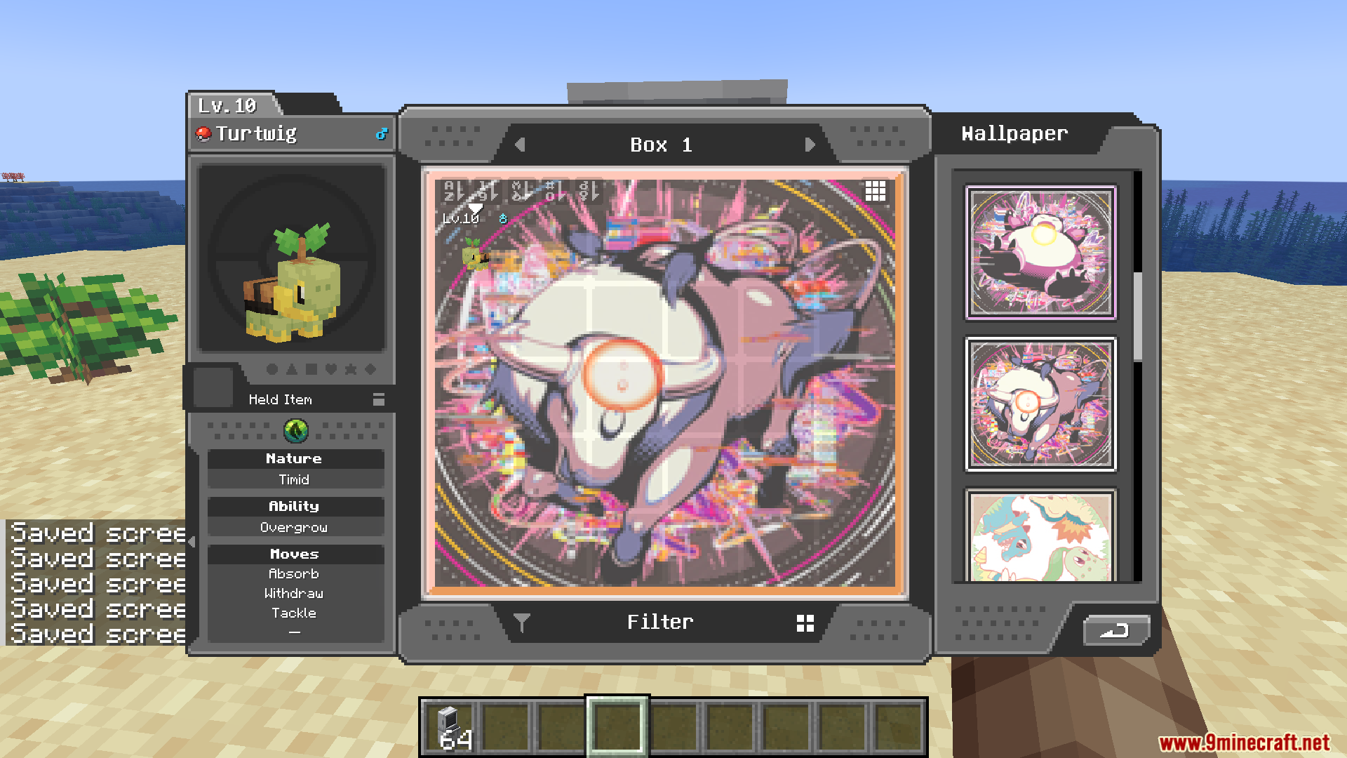 A dynamic Tauros wallpaper with a purple energy theme