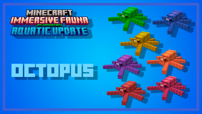 Immersive Fauna Aquatic Update Addon Screenshot 29 Colorful blocky octopuses featured in the Immersive Fauna aquatic update