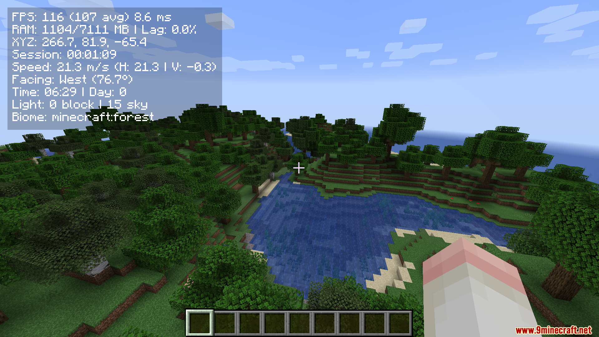 Viewing a forest lake from above with a compact F3 screen