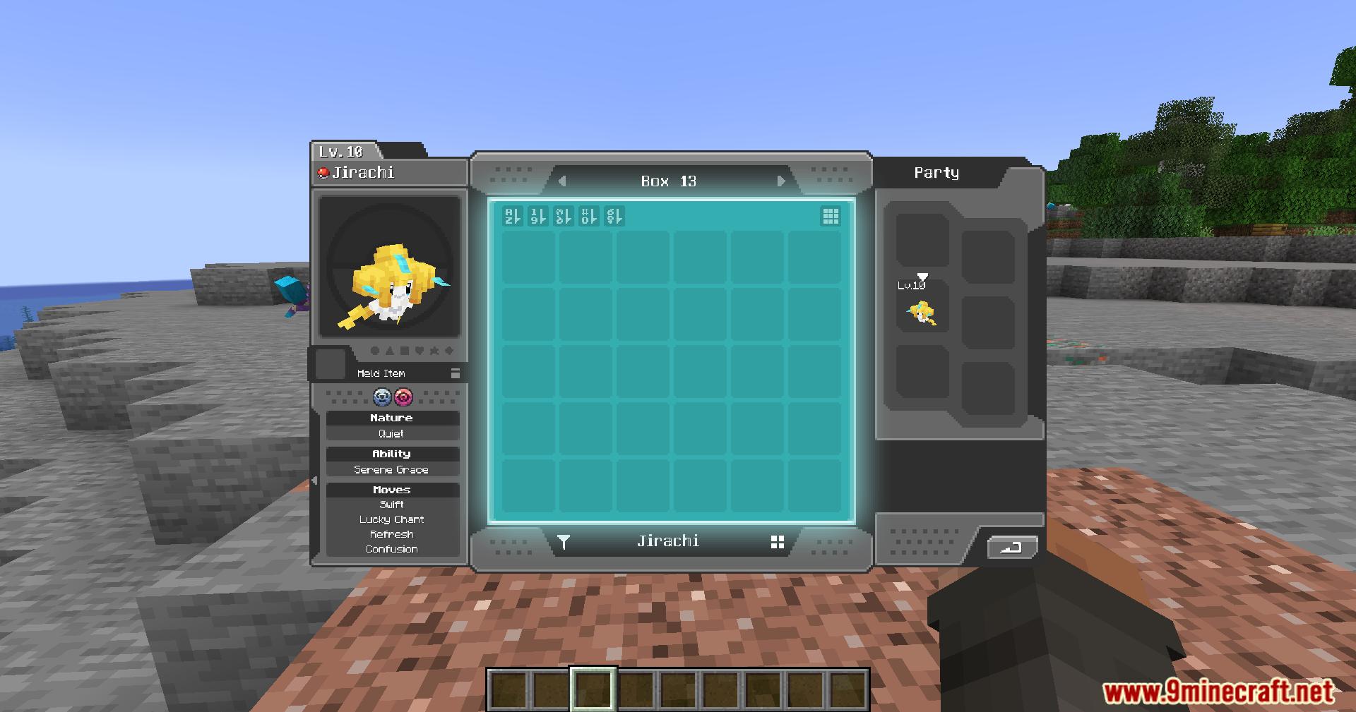 Viewing the stats of Jirachi inside the PC storage interface
