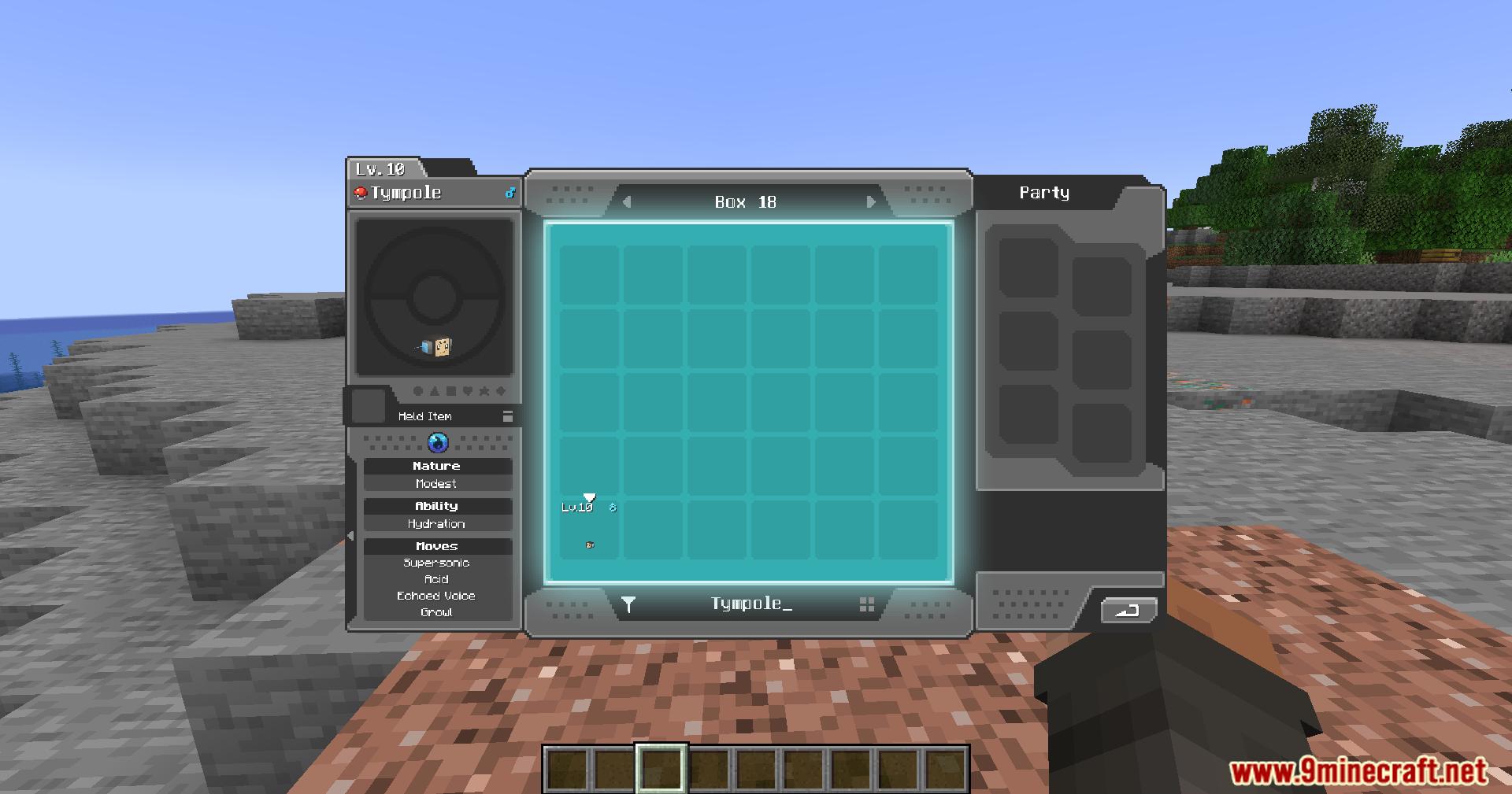 Displaying Tympole information within the Pokemon storage box user interface