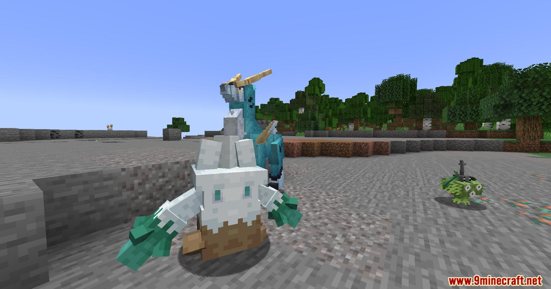 Several custom modeled Pokemon standing together in a rocky landscape