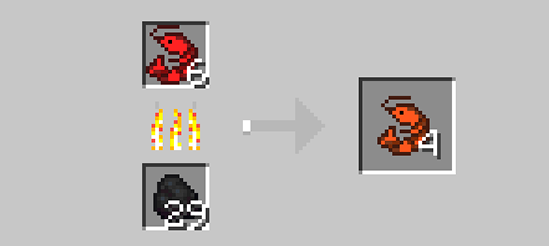 Immersive Fauna Aquatic Update Addon Screenshot 38 Cooking raw shrimp with coal in a Minecraft furnace interface