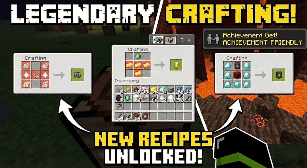 Craftable Items mod thumbnail showing new legendary crafting recipes