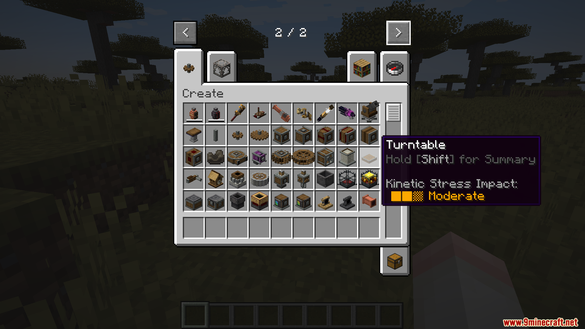Browsing the creative inventory tab for mechanical components and blocks