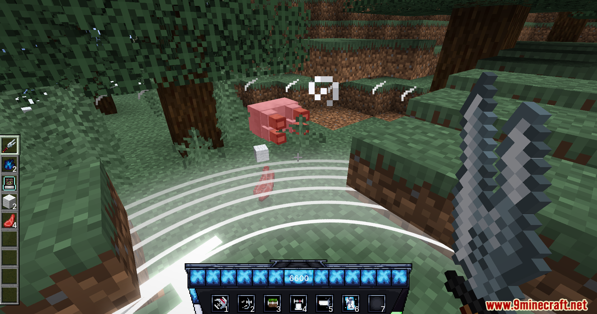 Player unleashes a powerful ground shockwave attack on a pig