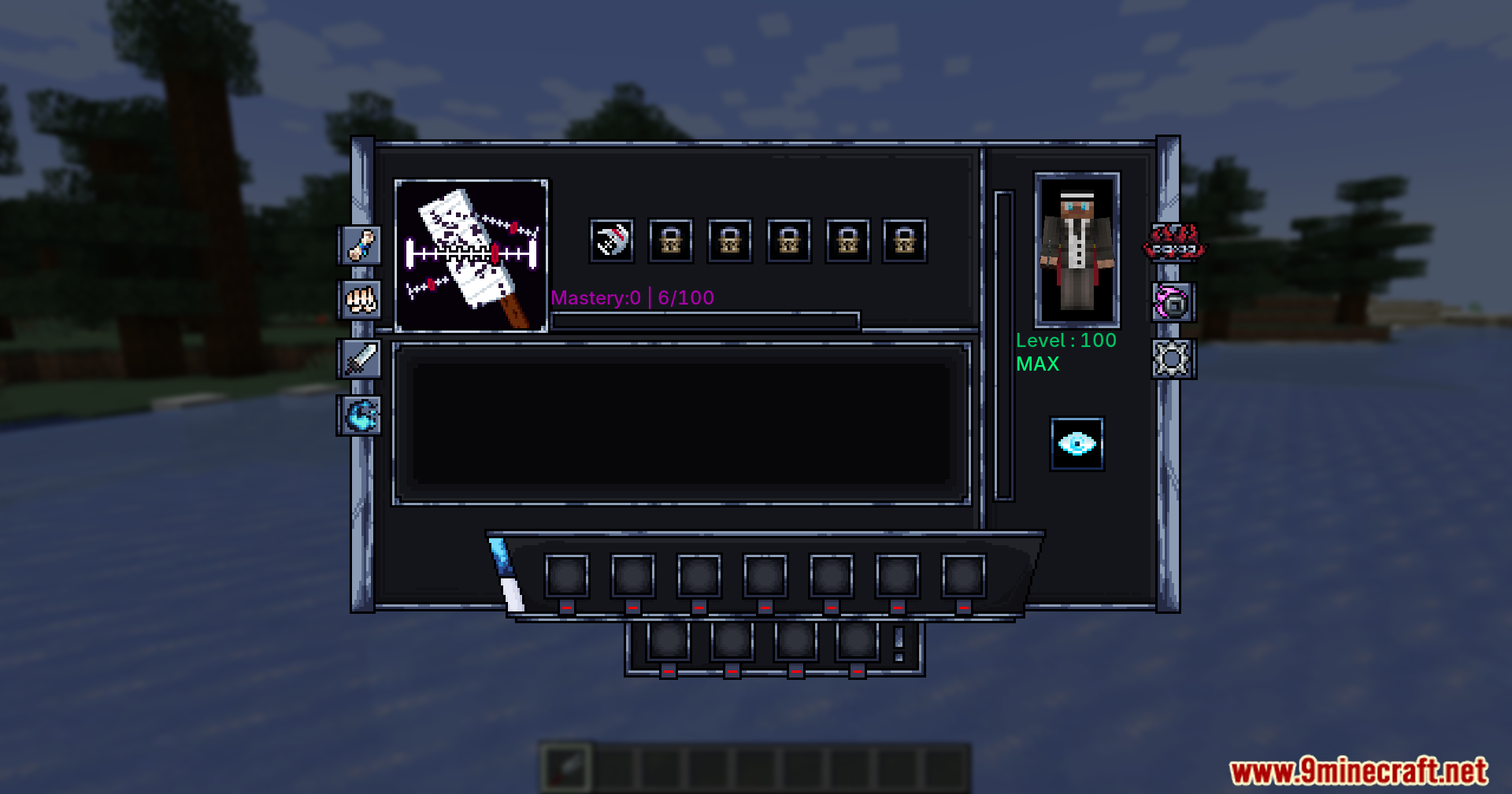 Character skill tree and mastery UI for Cursed Technique