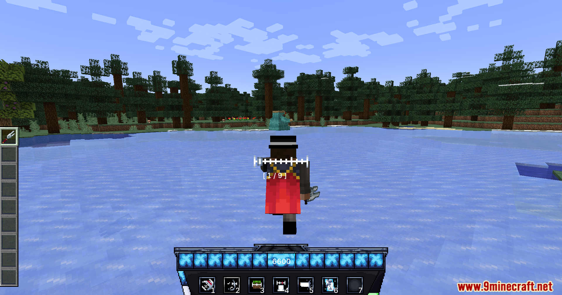 Player with a cape standing on a frozen lake