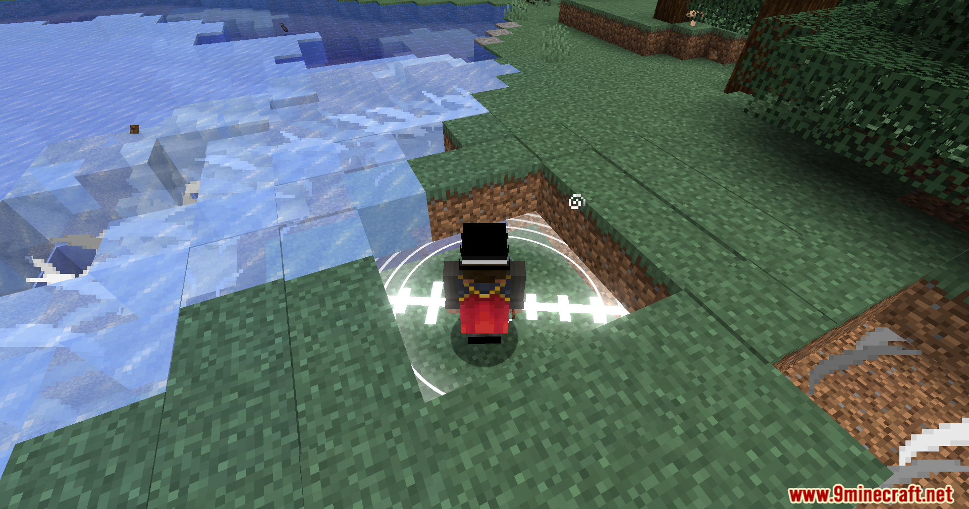 Player character activating a white circular ground effect