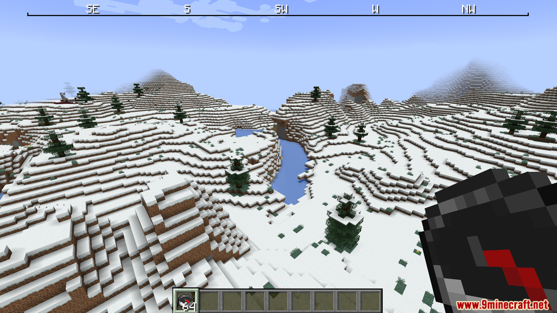 Player holding compass with Dead Reckoning compass ribbon at top