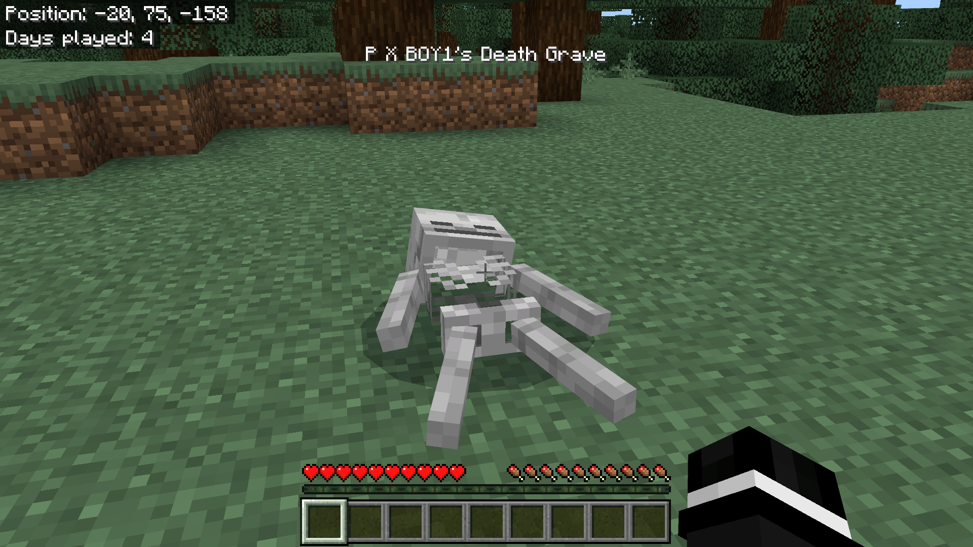 A skeleton corpse spawns at your death location