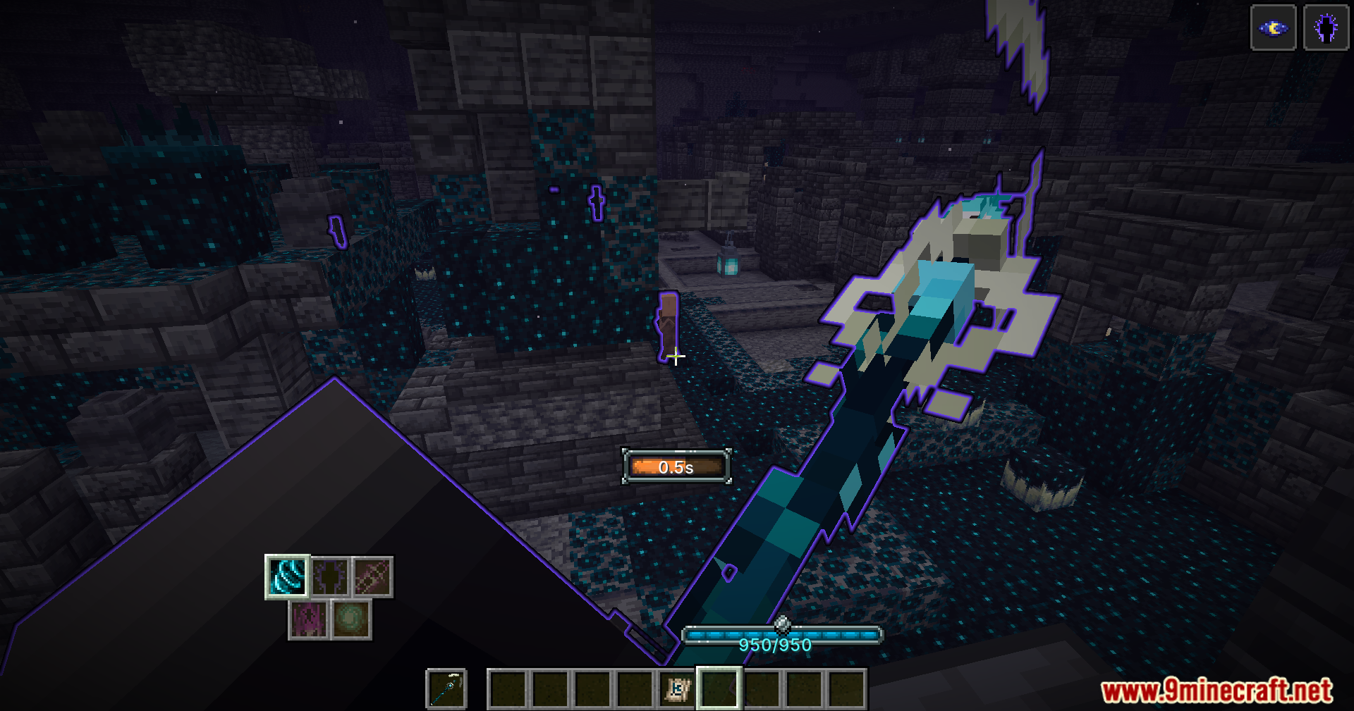 Casting a spell with an animated Warden-themed staff