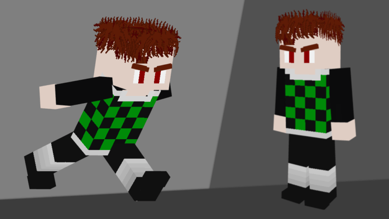Tanjiro character models in running and standing poses for Minecraft