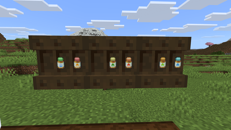 Detailed Pokedrock Addon Mod Screenshot 2 Row of colorful berry plants growing with harvested fruits displayed