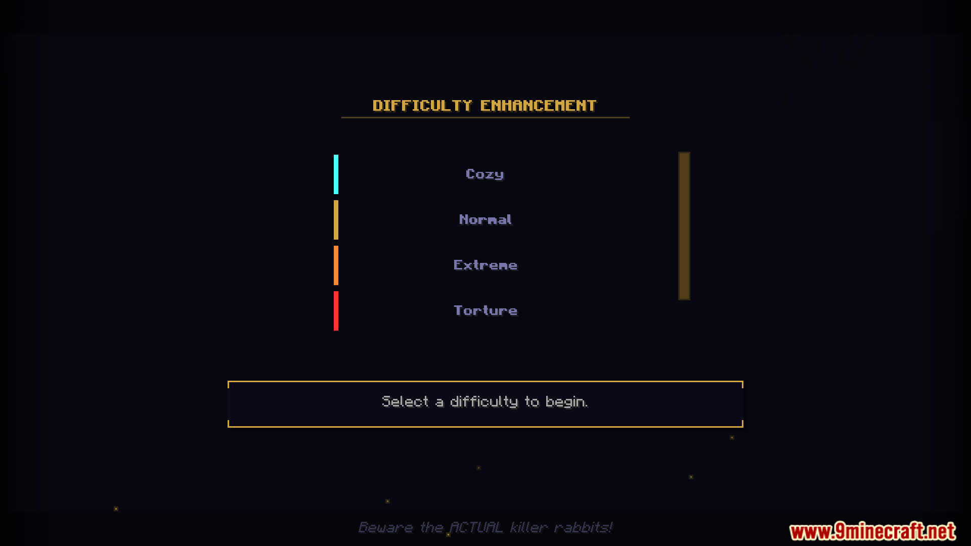 Difficulty Enhancement mod selection screen with four options