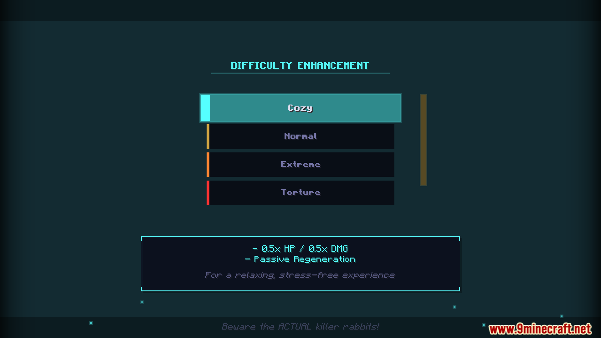 Selecting Cozy mode for a relaxing stress-free experience