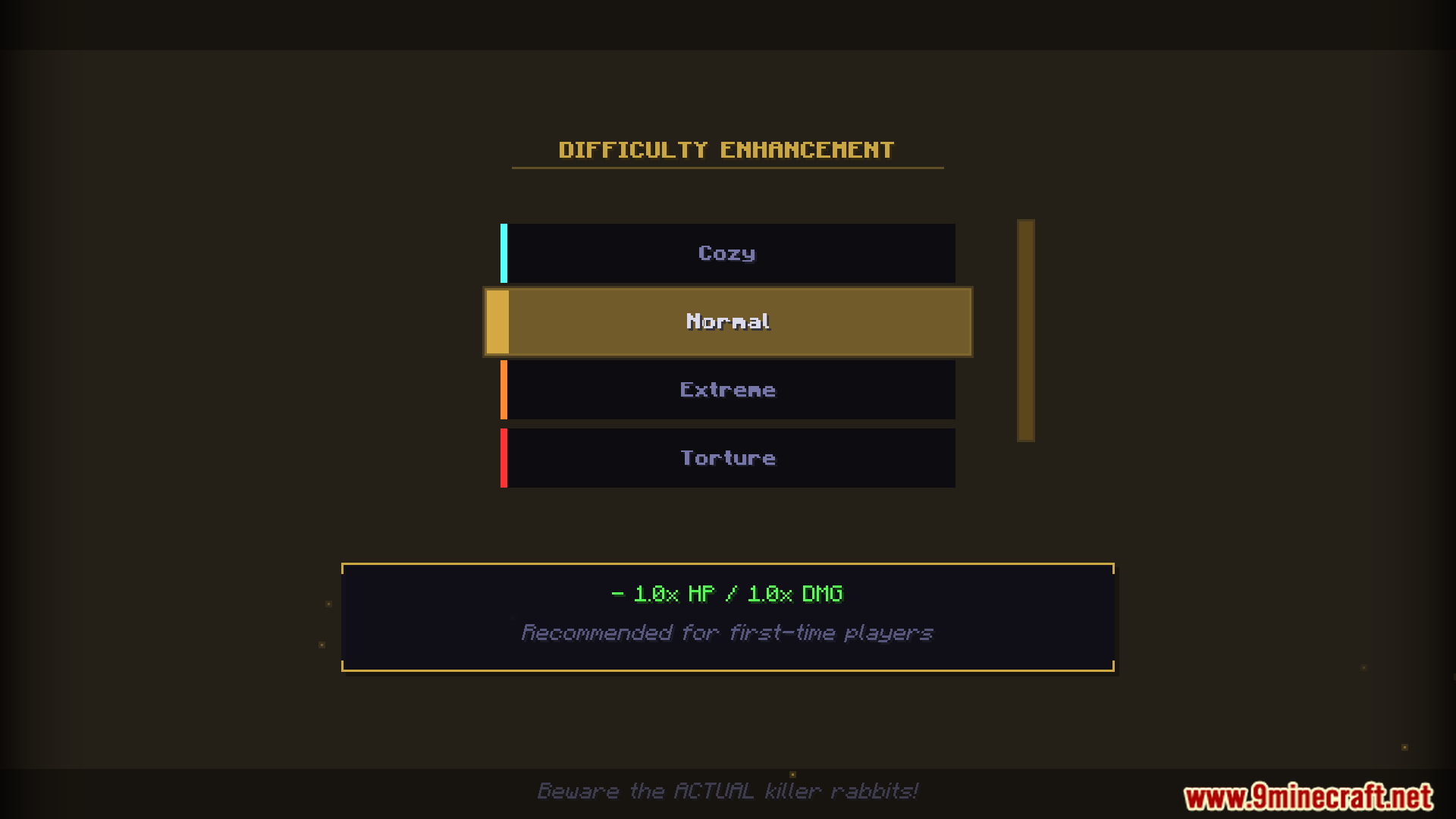 Normal difficulty setting recommended for first-time players