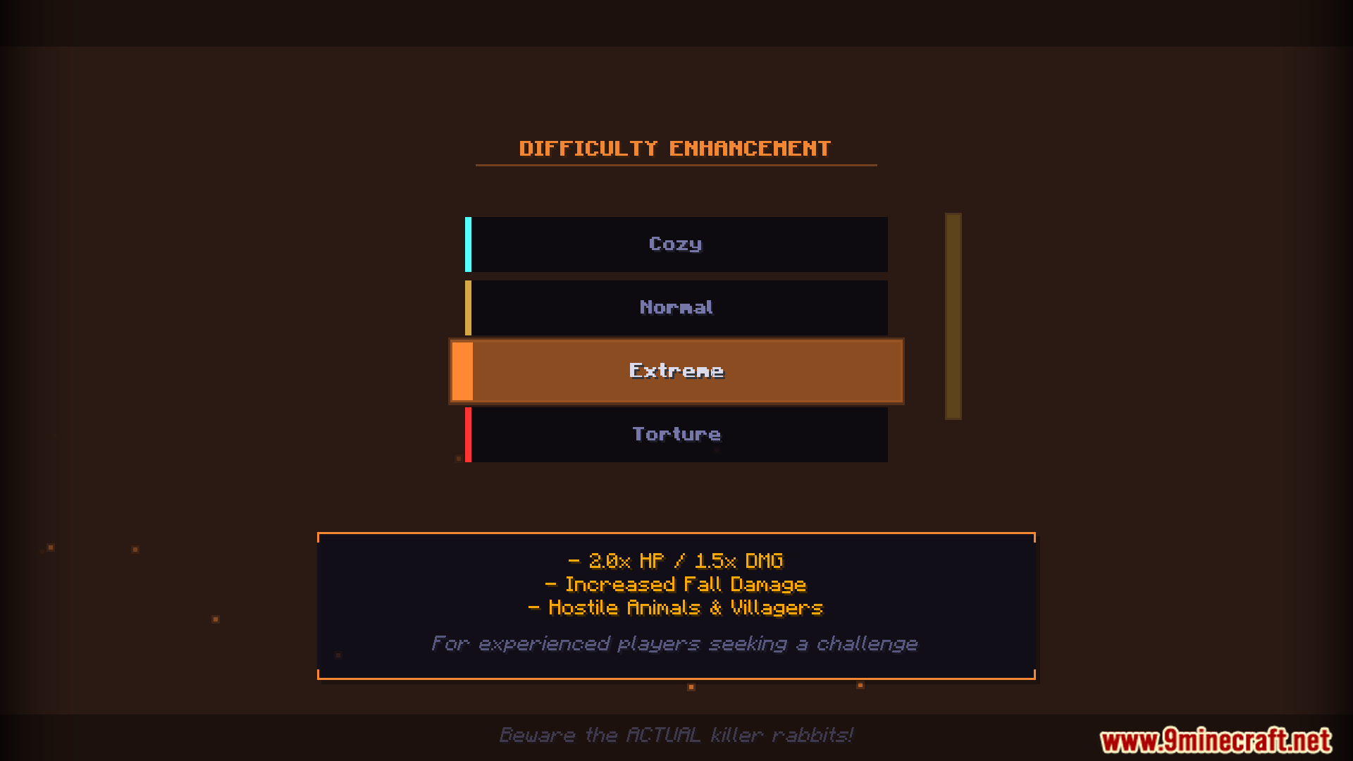 Difficulty Enhancement mod menu with Extreme mode selected