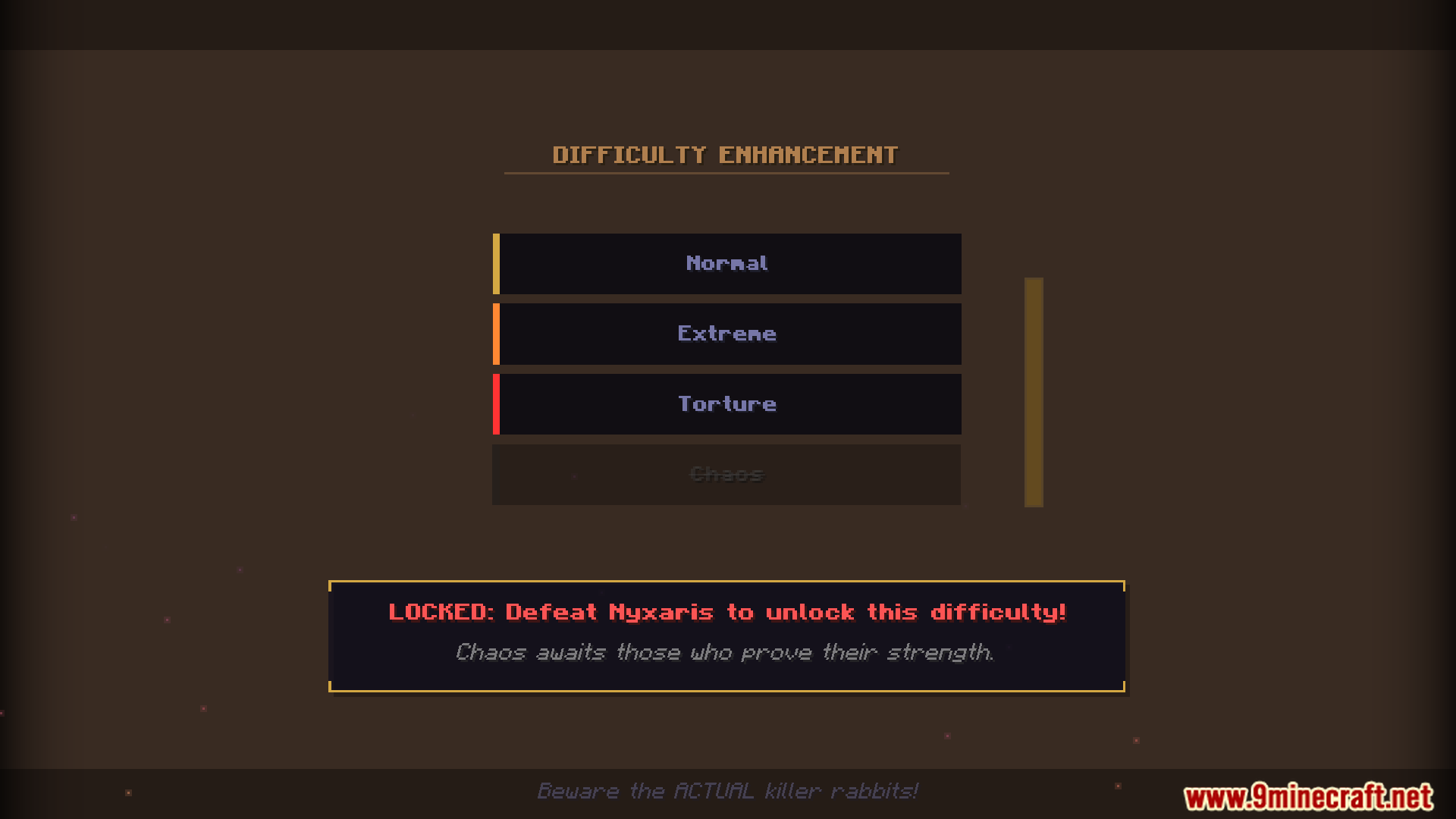 A locked Chaos difficulty requires defeating a boss