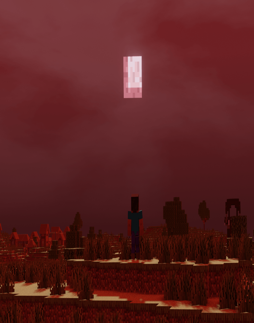 Dynamic Events Revamped Achievements Friendly Addon Mod Screenshot 1 Player standing under a red sky during the blood moon event