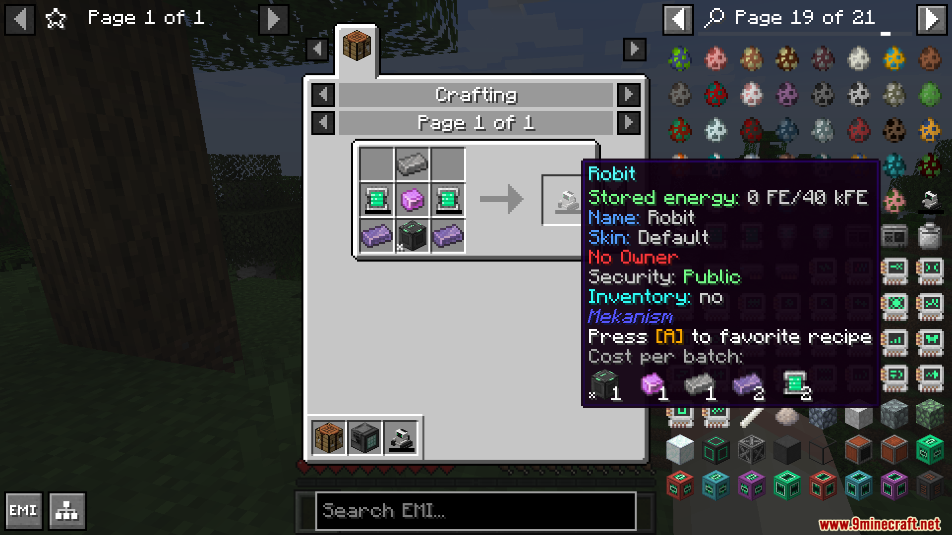 Crafting recipe for a Robit robot companion