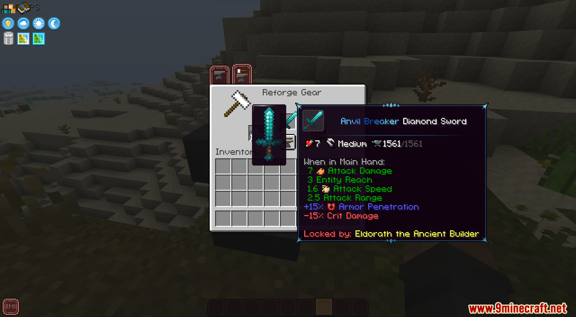 Reforging a diamond sword to gain the Anvil Breaker modifier