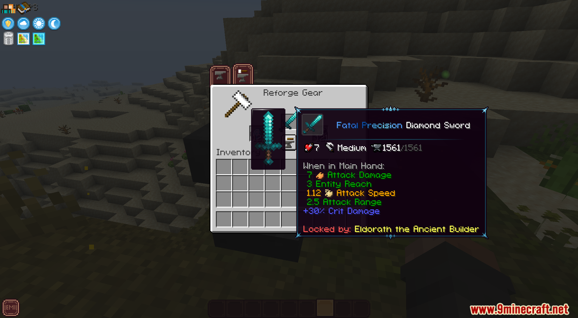Fatal Precision Diamond Sword showing increased critical damage in reforge menu