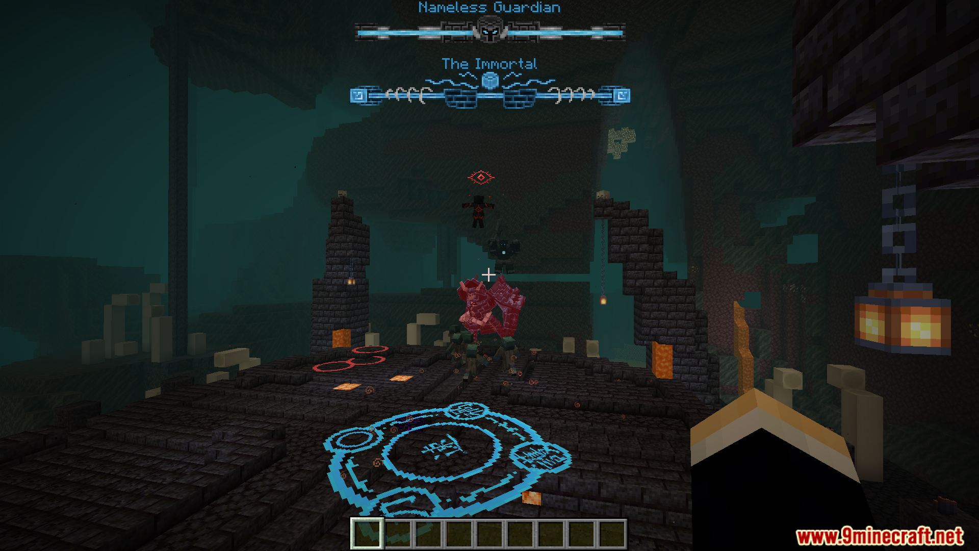 Custom boss bars displayed for Nameless Guardian and The Immortal bosses